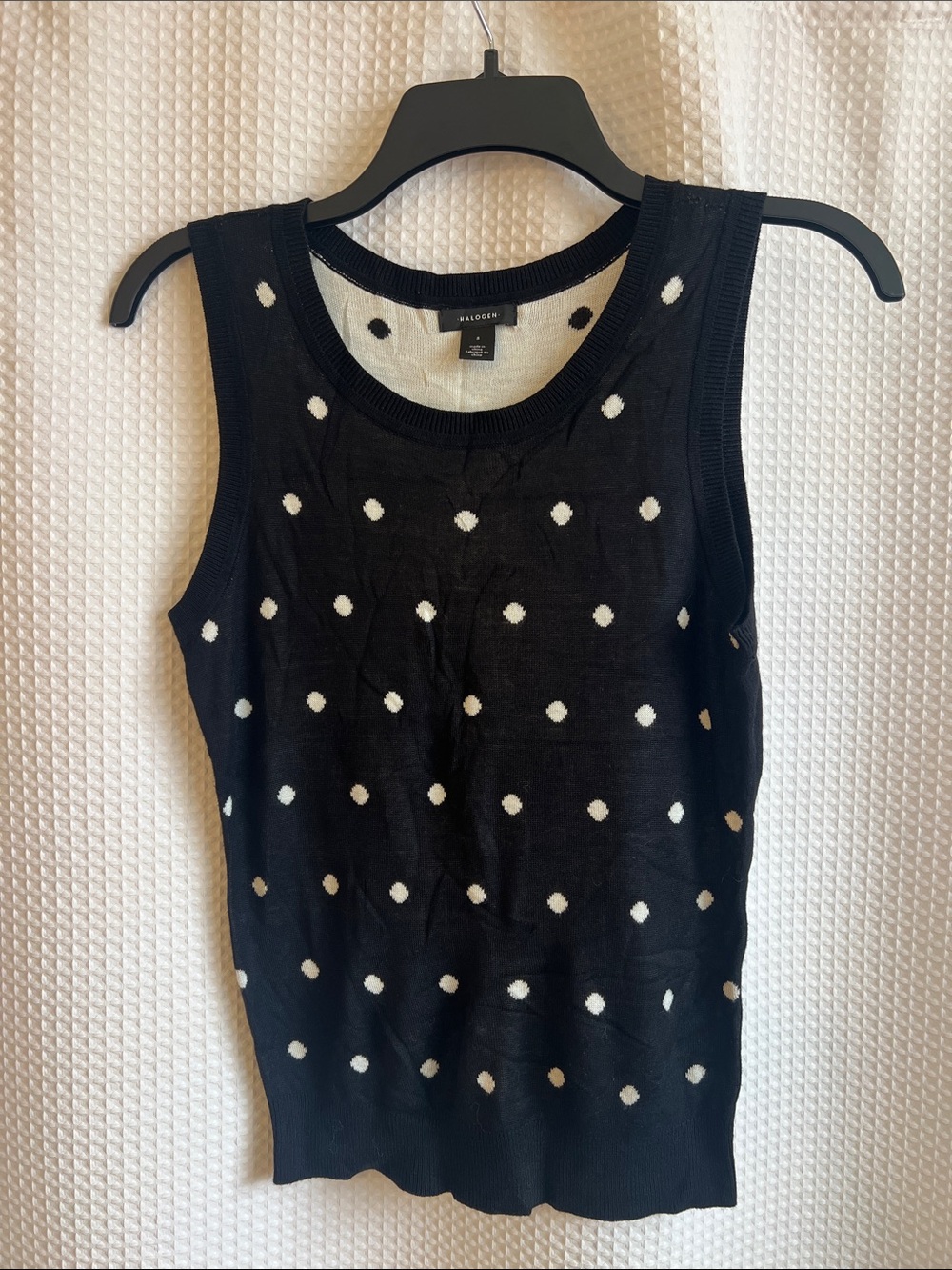 Halogen Black Knit Polka Dot Tank—726-003